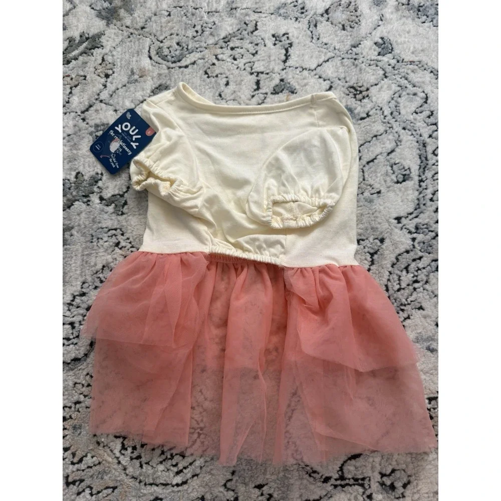 YOULY Pet Dog Dress The Revolutionary Size Large 17 - 19 inch White Pink Tutu